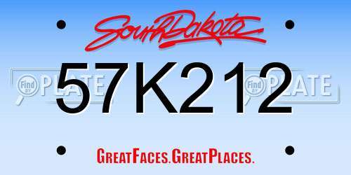 57K212 South Dakota License Plate