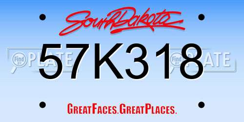 57K318 South Dakota License Plate