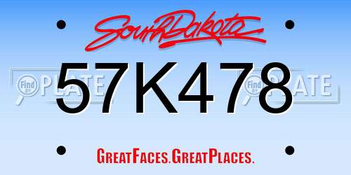 57K478 South Dakota License Plate