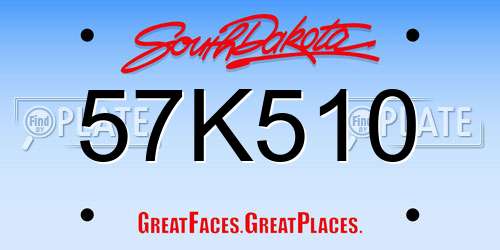 57K510 South Dakota License Plate