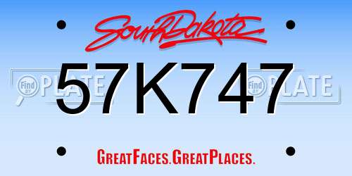 57K747 South Dakota License Plate