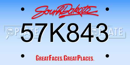 57K843 South Dakota License Plate