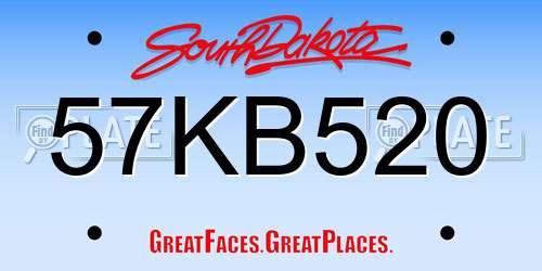 57KB520 South Dakota License Plate
