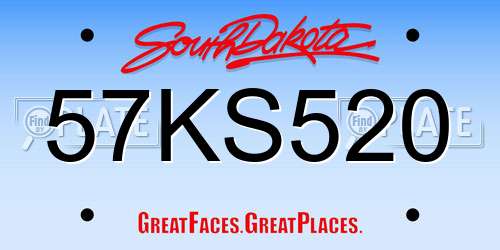 57KS520 South Dakota License Plate