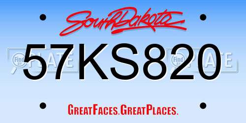 57KS820 South Dakota License Plate