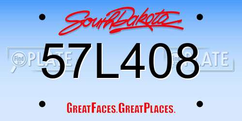 57L408 South Dakota License Plate