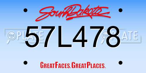 57L478 South Dakota License Plate