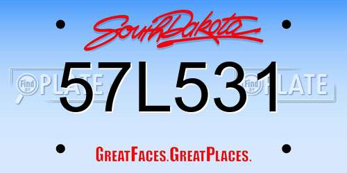 57L531 South Dakota License Plate