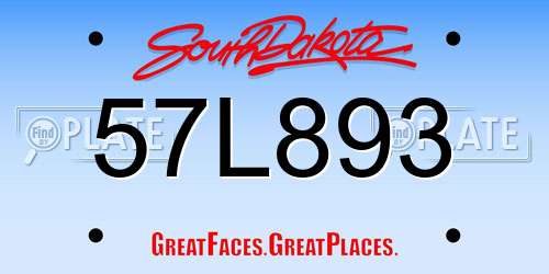 57L893 South Dakota License Plate