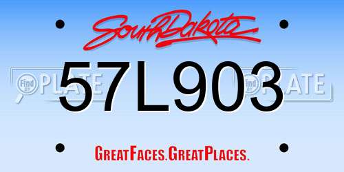 57L903 South Dakota License Plate