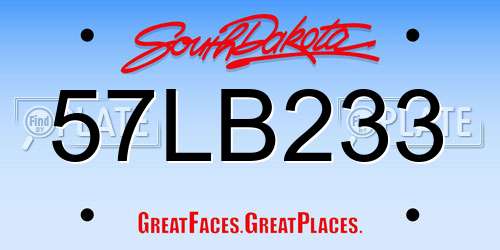 57LB233 South Dakota License Plate