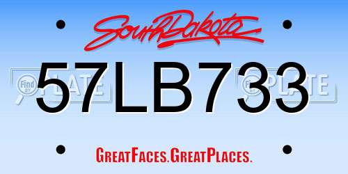 57LB733 South Dakota License Plate