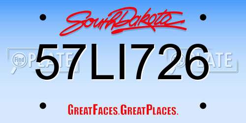 57LI726 South Dakota License Plate