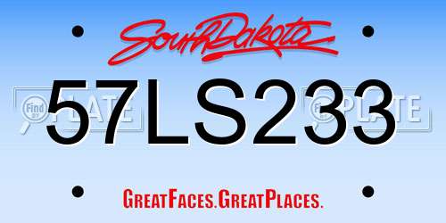 57LS233 South Dakota License Plate