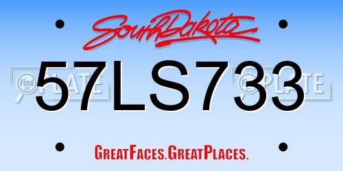 57LS733 South Dakota License Plate