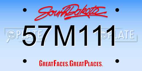 57M111 South Dakota License Plate