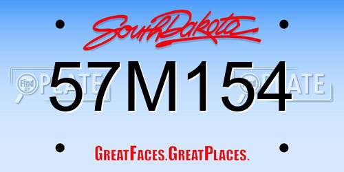 57M154 South Dakota License Plate