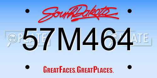 57M464 South Dakota License Plate