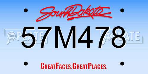 57M478 South Dakota License Plate