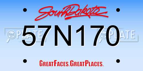 57N170 South Dakota License Plate