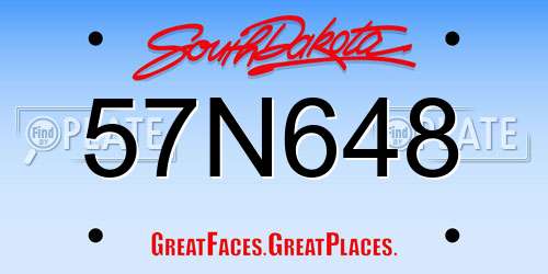 57N648 South Dakota License Plate