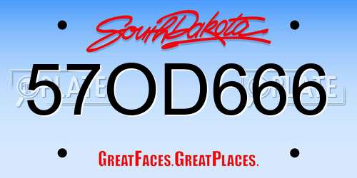 57OD666 South Dakota License Plate