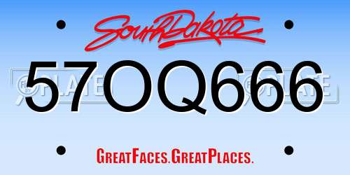 57OQ666 South Dakota License Plate
