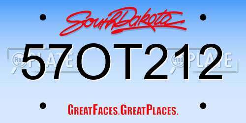 57OT212 South Dakota License Plate