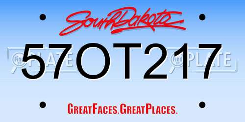57OT217 South Dakota License Plate