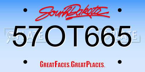 57OT665 South Dakota License Plate