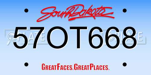 57OT668 South Dakota License Plate