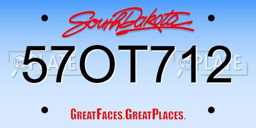 57OT712 South Dakota License Plate