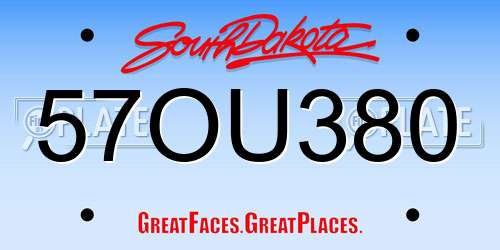 57OU380 South Dakota License Plate