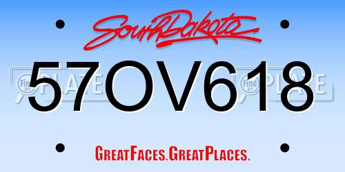 57OV618 South Dakota License Plate