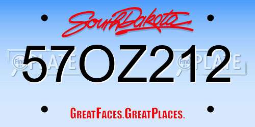 57OZ212 South Dakota License Plate