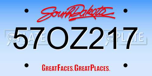 57OZ217 South Dakota License Plate
