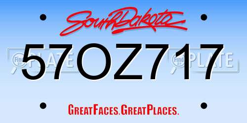 57OZ717 South Dakota License Plate