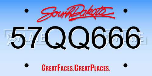 57QQ666 South Dakota License Plate