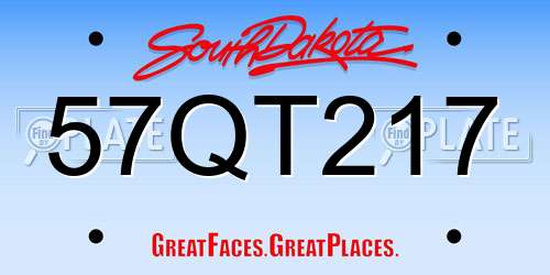 57QT217 South Dakota License Plate