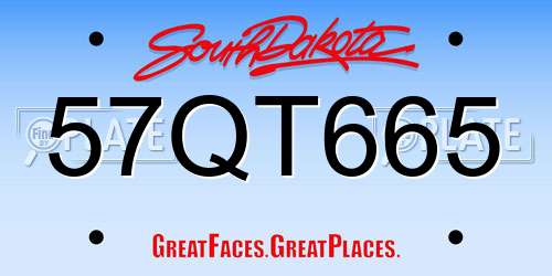 57QT665 South Dakota License Plate
