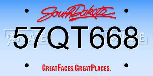 57QT668 South Dakota License Plate
