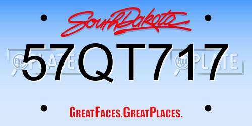57QT717 South Dakota License Plate