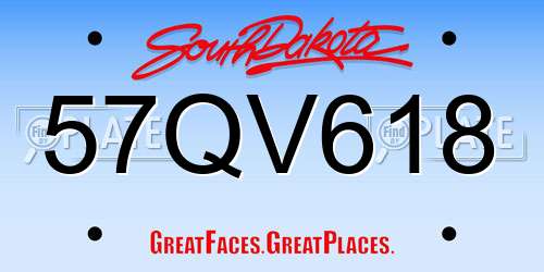 57QV618 South Dakota License Plate