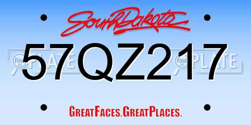 57QZ217 South Dakota License Plate