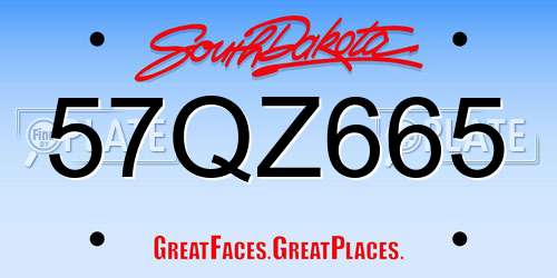 57QZ665 South Dakota License Plate