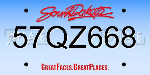 57QZ668 South Dakota License Plate