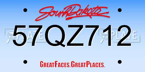 57QZ712 South Dakota License Plate