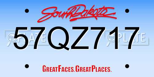 57QZ717 South Dakota License Plate
