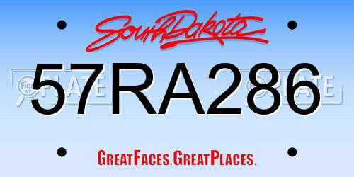 57RA286 South Dakota License Plate
