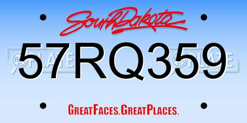 57RQ359 South Dakota License Plate